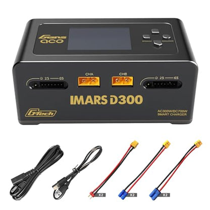 Lipo Battery Charger IMARS D300Gens。 Lipo Battery Charger G-Tech Series Smart Dual Lipo Balance Charger AC 300W DC 700W(350W*2),16A Dual Channel Charger for 1s~6s Lipo Batteries，Life/NiCd/MH/LiHV
