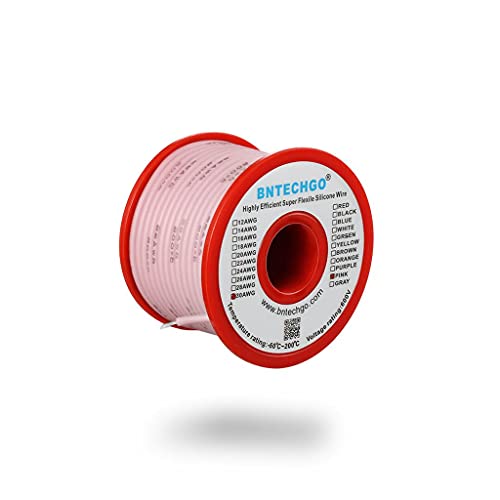 BNTECHGO 30 Gauge Silicone Wire Pink 100ft Stranded Tinned Copper Wire | Flexible 30 AWG Stranded Wire Silicone Rubber Insulation For RC Models, Drone, Robot, LED Lighting Systems, 3D Printer, DIY - size: 30 gauge silicone wire 100ft, style: Pink