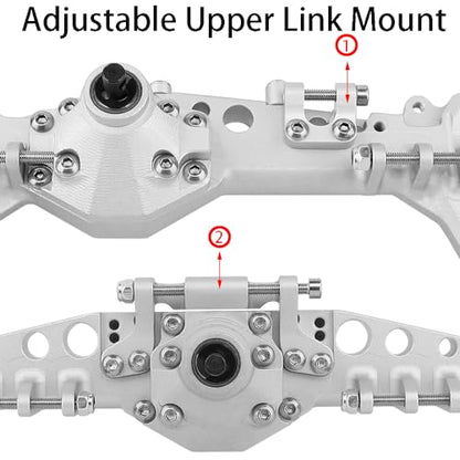 CNC Offset Portal Axle with Adjustable Link Mount for 1/10 RC Crawler Axial SCX10 III AXI03029 AR45P Rock Buggy LCG Chassis Cheater Rigs Upgrade Parts (Silver) - color: Silver