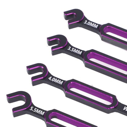 Drfeify 4PCS RC Car Wrench Repair Tool, 3.0/3.2/3.5/3.7/4.0/5.0/5.5/6.0mm RC Turnbuckle Nut Ball Joint Remover Universal Upgrade Parts (Purple) - color: Purple