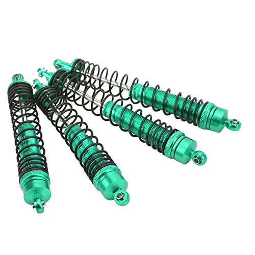 1/10 RC Shock Absorbers 150mm 135mm Aluminum Alloy 4mm Shaft 4-Piece Set, Adjustable Threaded Preload for Axial Ryft 4WD, OilFilled CoilOver Damping for Rock Crawling (Green) - color: Green
