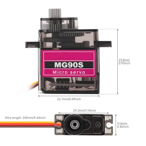 2 Pack MG90S Micro Servo Motor Full Metal Geared 9G, 360 Degree Rotation | Fit for RC car robot helicopter. Mini servos for Arduino DIY project - size: Control Angle 360 Degree