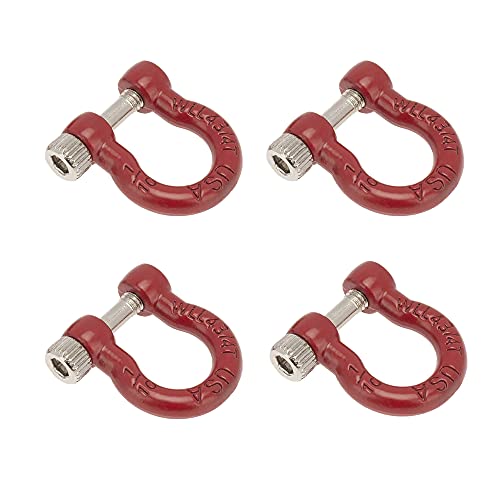 1:10 RC Tow Shackles D-Ring Trailer Buckles for 1/10 Scale RC Rock Crawler SCX10 Tamiya CC01 TRX4 D90 D110 RC Car Truck Accessories (4 PCS Red) - color: 4 Pcs Red
