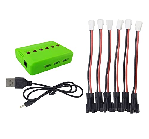 Accessories 6PCS 3.7V 500mAh Li Battery with 6 in 1 Charger for DE35 DE38 DE40 DE50 Double-Sided Tumbling Stunt RC Car Child Toy Car Spare Battery