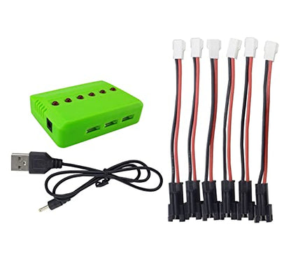 Accessories 6PCS 3.7V 500mAh Li Battery with 6 in 1 Charger for DE35 DE38 DE40 DE50 Double-Sided Tumbling Stunt RC Car Child Toy Car Spare Battery