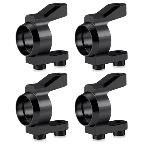4Pcs Aluminum Alloy RC Steering Cup Front & Rear Steering Knuckle Block Upgrade Parts for 1/10 Cero Ultra RC Drift Car (Black) - color: Black