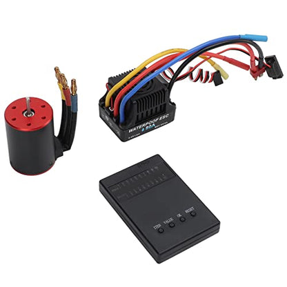3650 3900KV Brushless Motor with 80A ESC Set, Waterproof Brushless Motor and ESC Combo, High Performance CNC Aluminum Alloy Cooling System for 1/10 1/8 RC Car Truck Off Road Vehicl