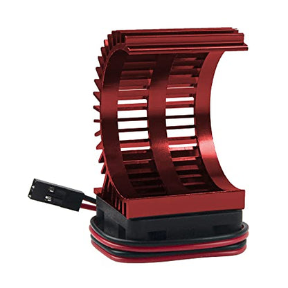 RC Motor Heatsink 540 545 550 Brushless Brushed Electric Engine Heat Sink with 5-6V Cooling Fan Compatible with Traxxas HSP HPI Wltoys Himoto Axial Tamiya 1/10 RC Crawler Truck Car (Red) - color: Red