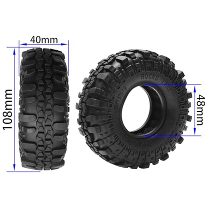 ShareGoo RC 1.9" Crawler Tires Rubber Mud Tires OD 108mm Compatible with Axial SCX10 Redcat Gen8 D90 Traxxas TRX4 MST 1/10 RC Crawler Car (108 * 40mm) - size: 108 * 40mm