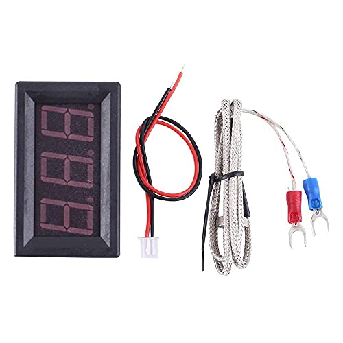 PEMENOL 12V Red Fahrenheit Digital Temperature Meter | -76F~999F LED Display with Industrial Grade 0.5m K-Type Thermocouple Temperature Sensor M6