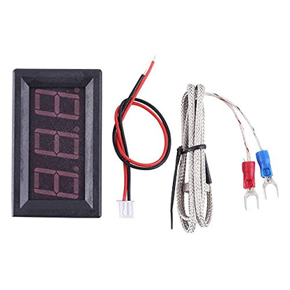 PEMENOL 12V Red Fahrenheit Digital Temperature Meter | -76F~999F LED Display with Industrial Grade 0.5m K-Type Thermocouple Temperature Sensor M6