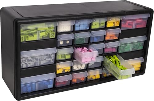 Akro-Mils 26-Drawer Plastic Storage Cabinet, 20"W x 6"D x 10"H, Black - color: Black, size: 26 Drawer, style: 1 Pack