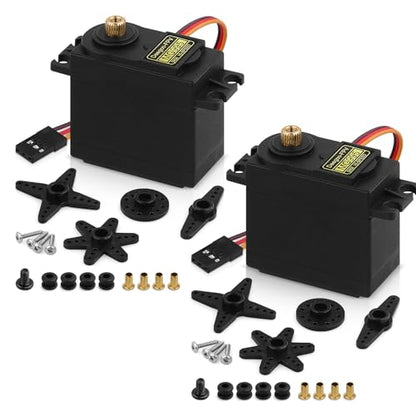 2Pcs MG995 55G Micro Servo Motor Metal Geared Motor Kit for RC Car Robot Helicopter, Mini Servos for Arduino Project - style: 2 Pack
