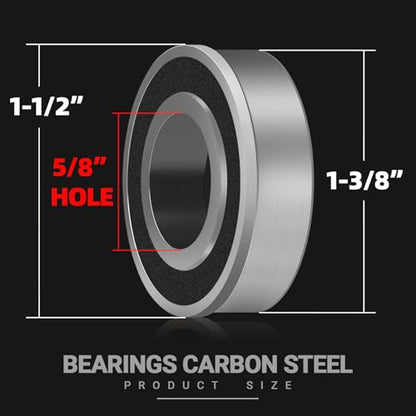 (4-Pack) 5/8" Bearings Carbon Steel - ID 5/8" x OD 1-3/8" Applicable Lawn Mower, Wheelbarrows, Carts and Hand Trucks Wheel Bearings Replacement - size: 5/8" Hole