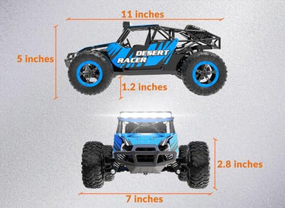 RACENT Remote Control Cars for Adults - 1:16 Scale 20kph Fast RC Truck All Terrain Off-Road Monster Truck for Adults with 2 Rechargeable Batteries (Blue) - color: Blue