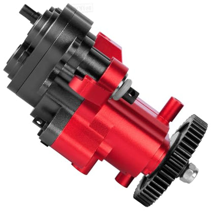 Aluminum Transmission Gearbox with Internal Gears Upgrades Part for 1/10 TRX-4 TRX-6 RC Crawler,Alloy 2 Speed Transmission Gearbox,Red - color: Black & Red - (Alloy Transmission)