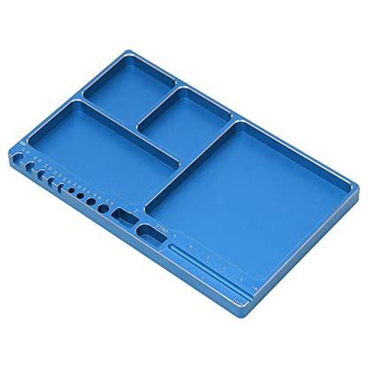 Magnetic Screw Tray, Aluminum Alloy RC Repair Tool Tray with Strong Magnetic Pad for Screws Nuts and Washers, Portable Magnetic Parts Tray for RC Cars Aircraft Helicopters (Blue) - color: Blue