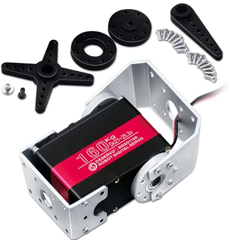 160KG Robot Servo Motor 24V High Torque Steel Gear Digital Steering Servo for RC Vehicles, Robotic Arms, Humanoids, and More – with Mount Brackets (180°)
