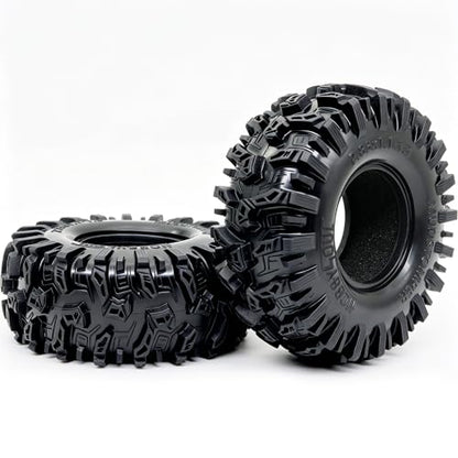 HOBBYSOUL MUDSTOMPER 72mm RC Crawler 1.3 Tires 4-Pack Fits TRX4M SCX24 | soft sticky tire for mud & rock off-road climbing,foam inserts,upgrade for 1/18 TRX4M High Trail & 1/24 micro crawlers