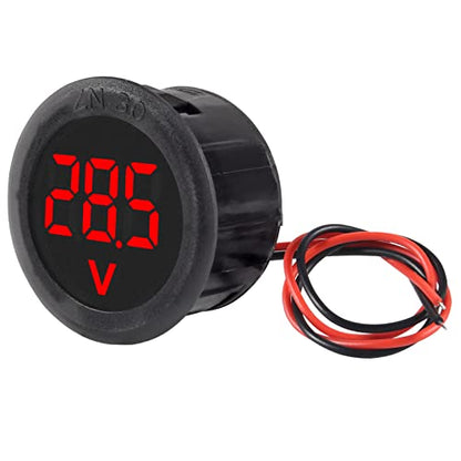 5PCS DC 4-100V LED Digital Display Circular Two-Wire Voltmeter DC Digital Voltmeter Head Display Reverse Connection Protection - color: Red