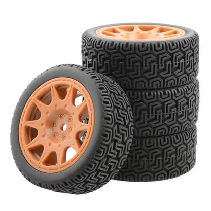 68mm 4 PCS 1/10 Runflat Tire 1.9 inch Rally Tire L001 for 1:10 Tamiya xv02 Maze Tire Lc PTG Off-road 94123 Kyosho FW06 etc. (orange) - color: orange