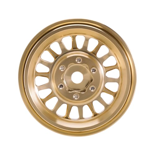 INJORA 1.0 Plus Brass Beadlock Wheel Rim for 1/24 1/18 RC Crawler TRX4M Ascent18 SCX24 FCX24 Upgrade(Brass) - color: Brass