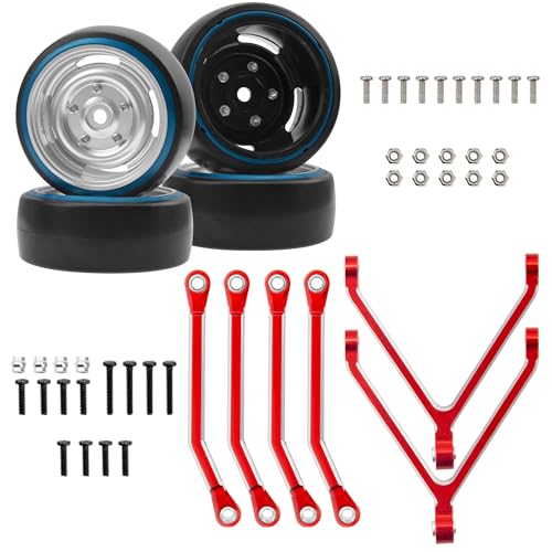 Metal High Clearance Chassis Links Rod Linkage Pull Rods & Hard Plastic 1/10 RC Drift Car Tires & Wheel Rims 12mm Hex