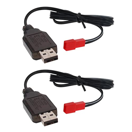 Heyiarbeit JST-2P USB Charging Cable for RC Car 4.8V 250mA Ni-MH Ni-CD Battery 2Pcs - size: JST-2P 2Pcs