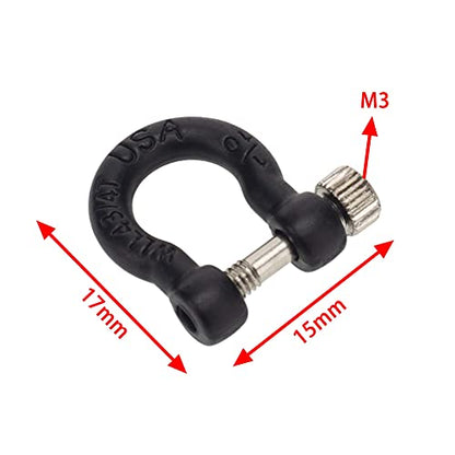1:10 RC Tow Shackles D-Ring Trailer Buckles for 1/10 Scale RC Rock Crawler SCX10 Tamiya CC01 TRX4 D90 D110 RC Car Truck Accessories (4 PCS Black) - color: 4 Pcs Black