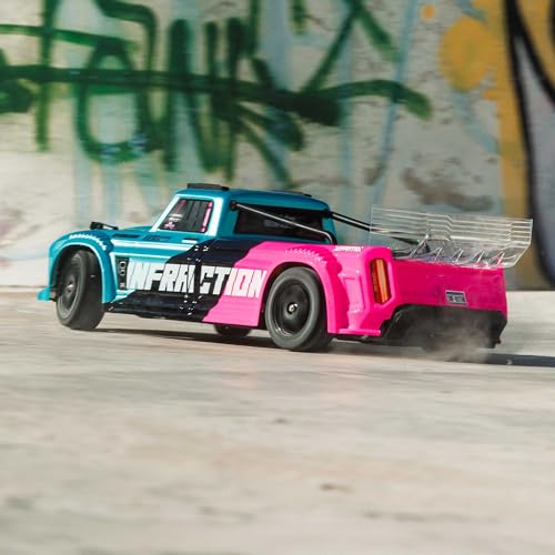 ARRMA Infraction 223S 1/8 RC Truck 4X4 Brushless, RTR, Teal/Pink | DSC, All-Road Street Bash, ARA4315V4T3, Lipo Battery and Charger Not Included - color: Teal/Pink