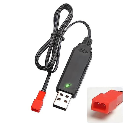 Universal Battery Charger Cable with JST Connector Plug for 3.7V 1S Lipo & 3.6V 3S Ni-MH/Ni-CD Battery Packs, Compatible with RC Car, Boat, Plane, Drone, Tank, Helicopter