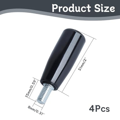 Revolving Handwheel Handle, M6 4Pcs Black | M6 Male Threaded Stem, Zinc Alloy Steel with Powder Coated Finish, for Milling Machine & Lathe Equipment, Durable & Ergonomic - size: M6 x 50mm