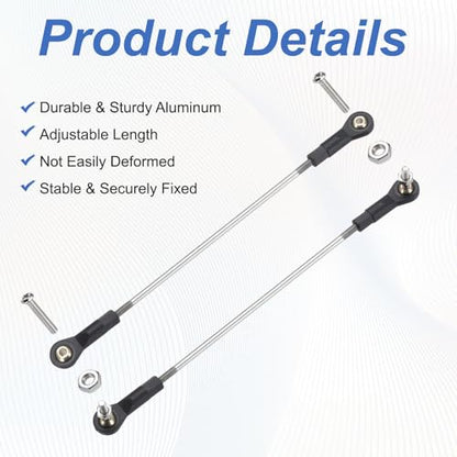 MECCANIXITY 2Pcs Adjustable Turnbuckles Camber Link, 134-144mm Turnbuckle Rod Steering Servo Linkage with M3 Ball Head Rod Ends for RC Car Replace Parts - size: 134-144mm