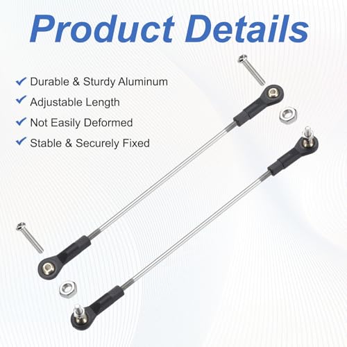 MECCANIXITY 4Pcs Adjustable Turnbuckles Camber Link, 134-144mm Turnbuckle Rod Steering Servo Linkage with M3 Ball Head Rod Ends for RC Car Replace Parts - size: 134-144mm