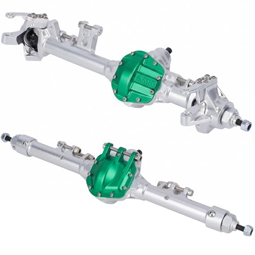 HD44 Axles, 1/10 RC Offset Straight Axles, CNC Aluminum Integrated Front & Rear Axles with High-Strength Steel Gears, for 1/10 RC Crawlers Vanquish VS4-10 & Axial SCX10 II Upgrades (Silvery) - color: Silvery