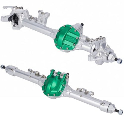 HD44 Axles, 1/10 RC Offset Straight Axles, CNC Aluminum Integrated Front & Rear Axles with High-Strength Steel Gears, for 1/10 RC Crawlers Vanquish VS4-10 & Axial SCX10 II Upgrades (Silvery) - color: Silvery