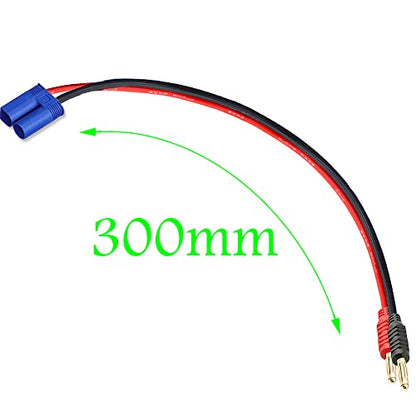 EC5 Connector Plug,EC5 Male to 4mm Banana Connector | Battery Charger Lead Adapter 12AWG 30CM Cable 2 Pack for RC Helicopter Vehicle Toys,Quadcopter Car(2Pack EC5 Banana) - style: EC5 plug connector