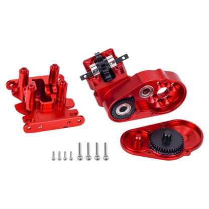 Ultralight Aluminum Transmission Skid Plate Kit,Gearbox with Metal Gears Set for 1/30 Axial SCX30 Upgrade Parts (Red) - color: Red