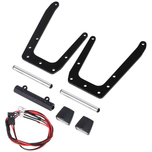 RC Car Aluminum Front Bumper w/Lighting for Tamiya Bullhead ClodBuster 4x4x4 Monster Truck Car Upgrade Parts (Black) - color: Black