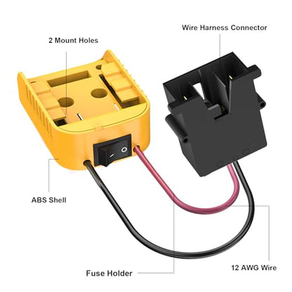 Ranoff Power Wheel Adapter 18V/20V Battery with Fuse & Wire terminals, Wheels Battery Conversion Kit Power Connector for DIY Ride On Truck, RC Car Toys and Robotics - size: for DT