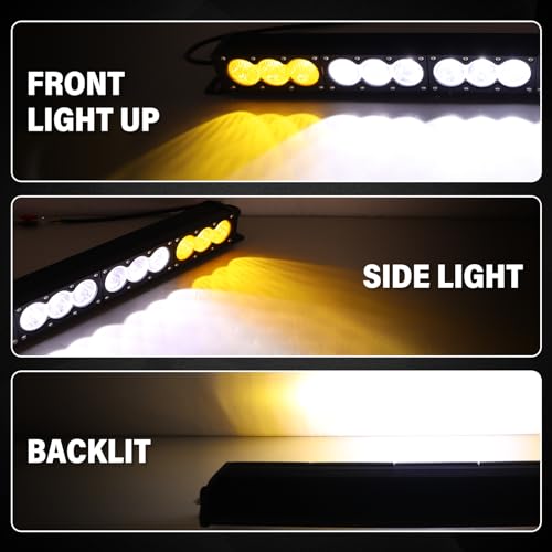 AUXTINGS 44 inch Single Row Dual Color LED Light Bar 240W Off Road Light Bar White Amber Combo LED Work Light Truck UTV 4x4 Cars SUVs ATVs Boats Fog Driving Light with Wiring Harness kit - size: 44 inch white amber