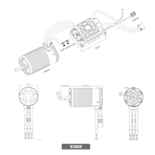 XC E3665 Sensored Brushless Motor for RC Car,2-3S Lipo,IP67 Water Proof,Applicable to:1/10 Short Course,Trucks,Monster (3300KV) - style: 3300KV