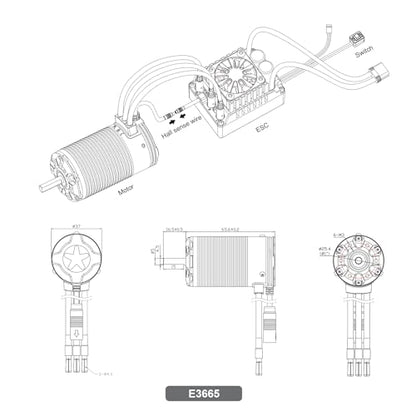 XC E3665 Sensored Brushless Motor for RC Car,2-3S Lipo,IP67 Water Proof,Applicable to:1/10 Short Course,Trucks,Monster (3300KV) - style: 3300KV
