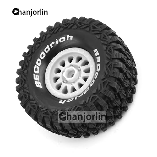 1/7 RC Short Course Truck Tires with Foam Insert and Wheels 17mm Hex OD 135mm 1/8 All Terrain Off Road Tyres for 1:7 RC Buggy Monster Truck Car TRAXXAS UDR 85086-4 4PCS (White) - color: White