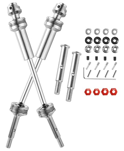 Upgrades Part Rear Drive Shaft CVD & Front Axles for 1/10 Slash VXL 2WD,Stampede VXL 2WD,Rustler VXL 2WD,Hoss VXL 2WD, Stainless Steel #45 Drive Shaft with Red Hex,Silver - color: Silver With Red Hex
