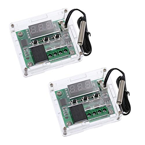 HiLetgo 2pcs W1209 with Case 12V DC Digital Temperature Controller Board Micro Digital Thermostat -50-110°C Electronic Temperature Temp Control Module Switch with 10A One-Channel Relay and Waterproof - color: With Case