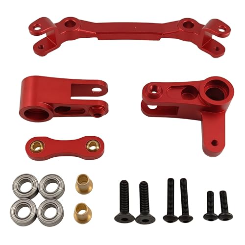 Aluminum Steering Bellcrank for ARRMA Granite Senton Typhon Big Rock (Red) | 1/10,3S,Outcast Kraton 4S,AR340132 ARAC3020 ARA340179,CNC Steering Rack,High Strength,Precision Fit,RC Upgrade - color: Red