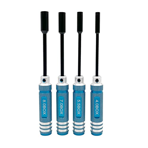 4Pcs Nut Driver Set RC Tool Set Hex Nut Driver for RC Vehicle RC Helicopters FPV Drones Cameras Appliances Repair 4mm 5.5mm 8mm 7mm Nut Driver (blue) - color: Blue