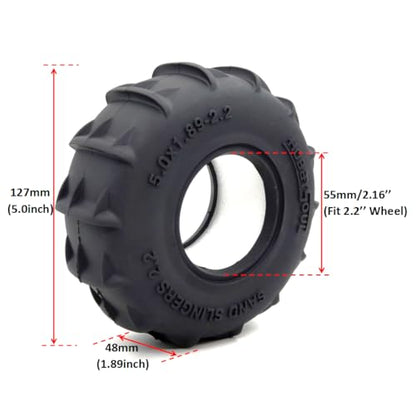 Sand Slingers 2.2 Tires 4-Pack Fits 1/10 RC TRX4 SCX10 Crawler | 127mm / 5.0'' tall off-road tires designed for sand and snow terrain, replacement upgrade for 1/10 RC crawler trucks - style: 127mm Tall - 2.2 Sand Slingers tires