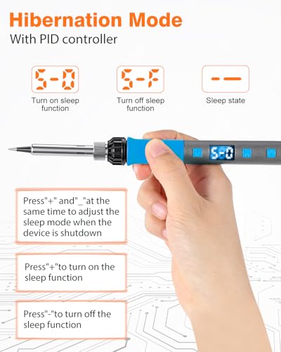 Soldering Iron Kit, 100W High Power LCD Digital Solder Iron Pen, Fast Heating Soldering Tool with Magnifying Glass and Helping Hands, Iron Tips, Solder Wire, Tweezer, Automatic Sleep Mode - color: Blue